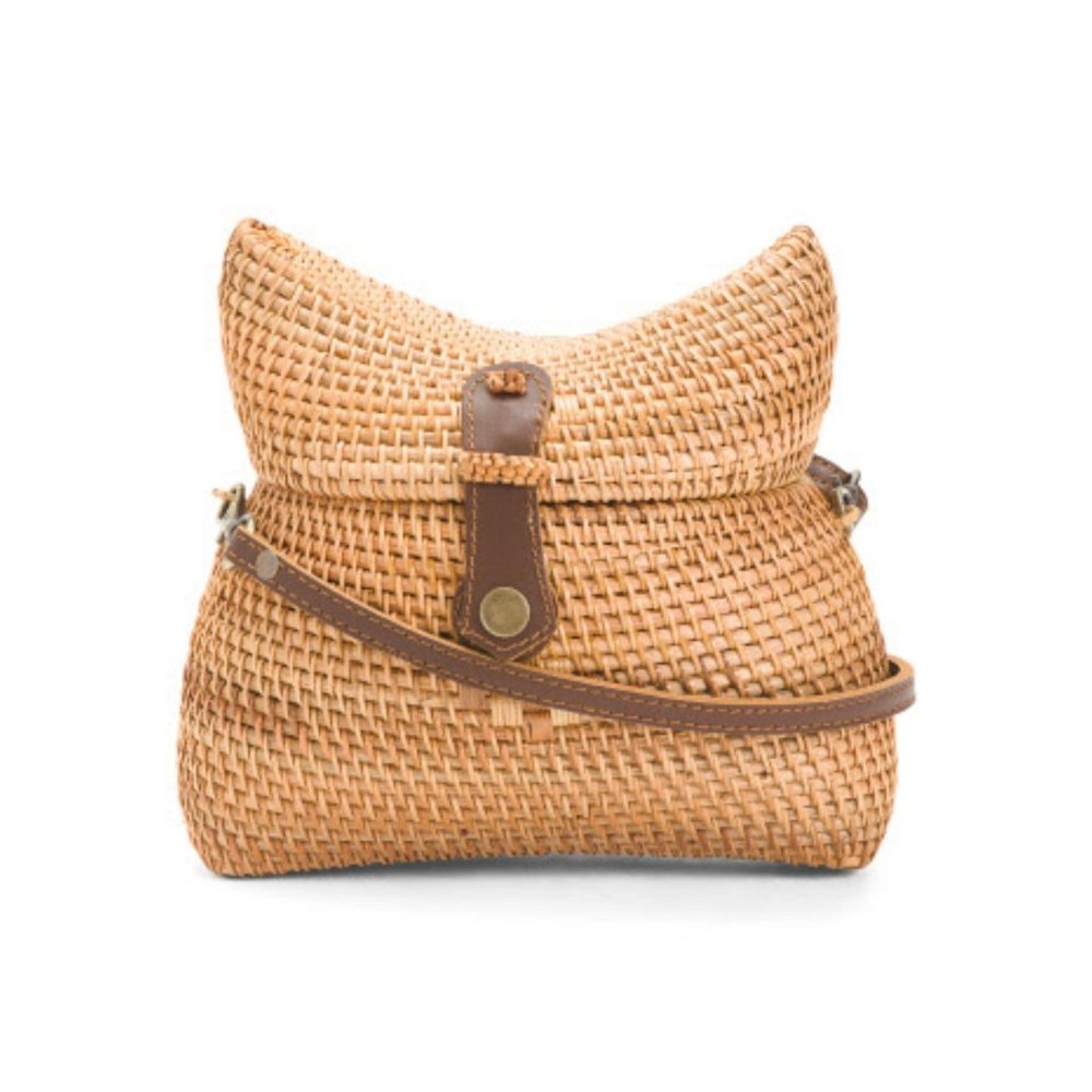 Handwoven Wicker Barrel Crossbody Rattan Bag